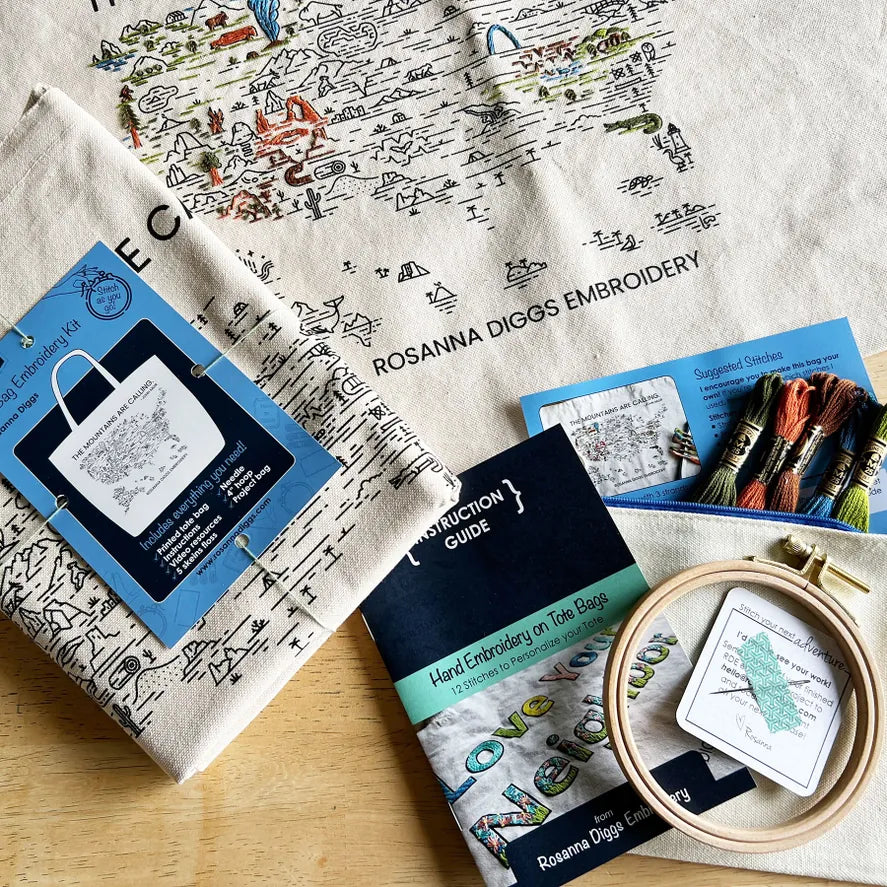 The Mountains are Calling Tote Bag Embroidery Kit
