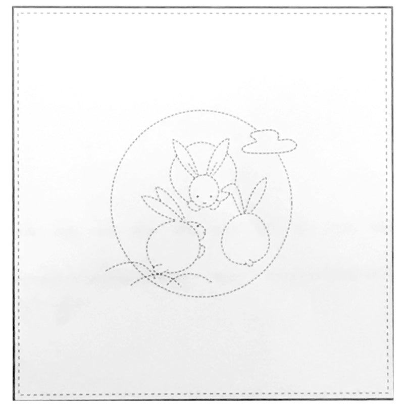 Line drawing of rabbits in a circle.