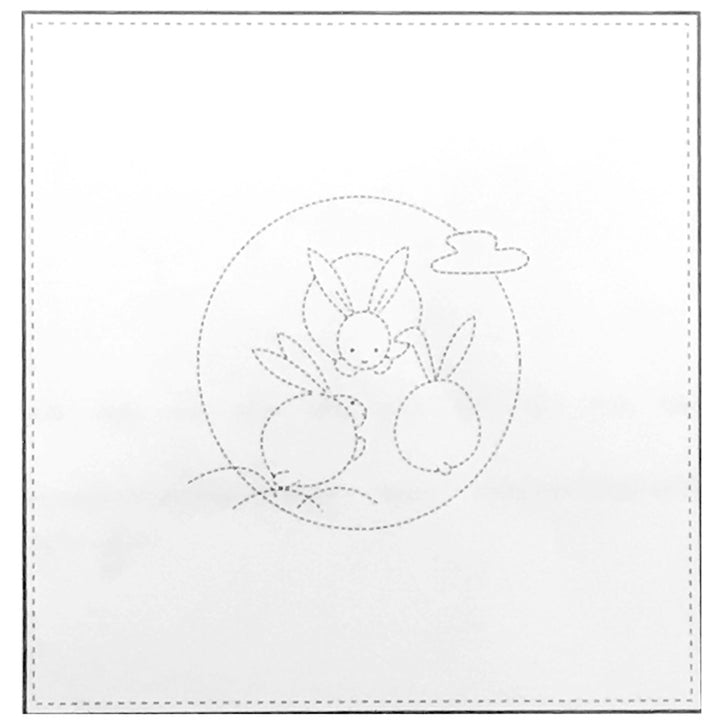 Line drawing of rabbits in a circle.