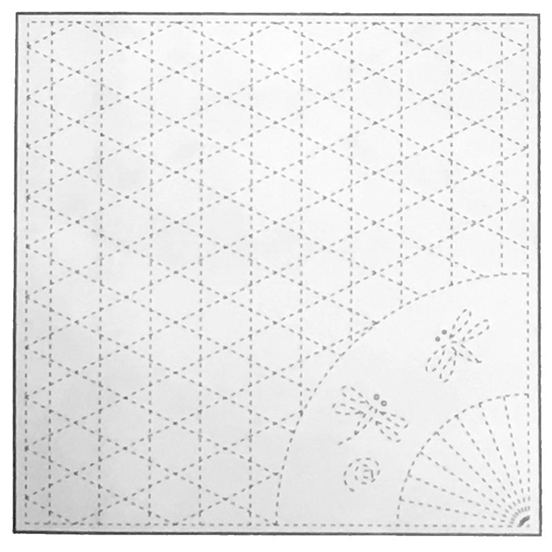 843K-6-fan pattern with geometric grid and dragonfly design