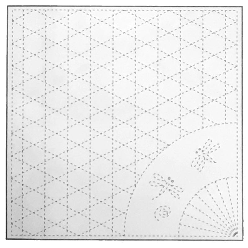 843K-6-fan pattern with geometric grid and dragonfly design