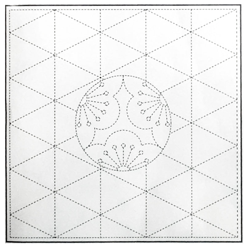 Sakura center pattern with geometric grid design