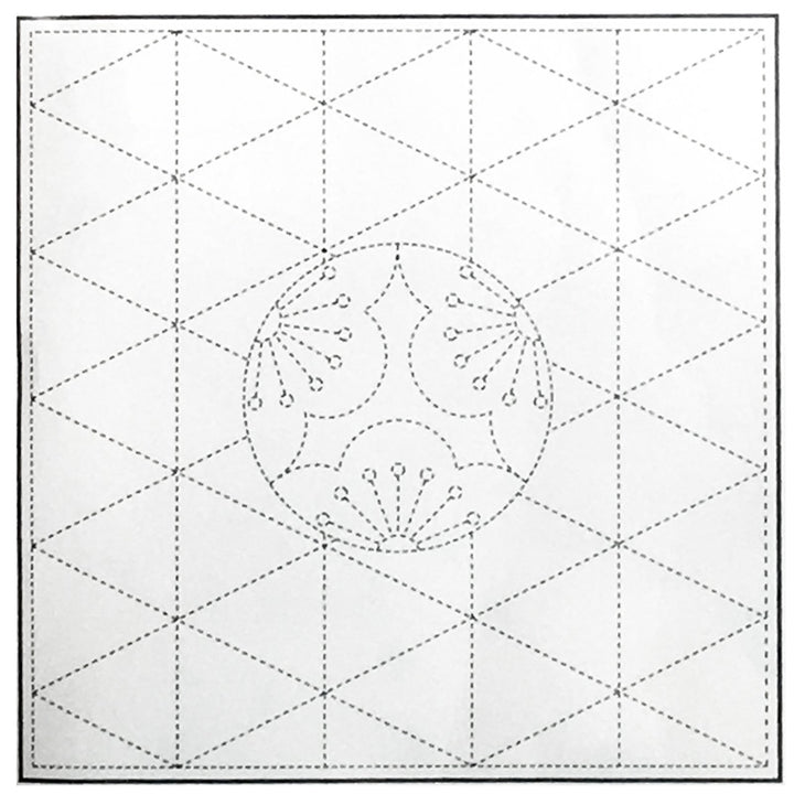 Sakura center pattern with geometric grid design