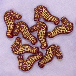 Glass Seahorse Beads, pack of 8, several colors available