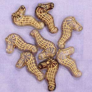 Glass Seahorse Beads, pack of 8, several colors available