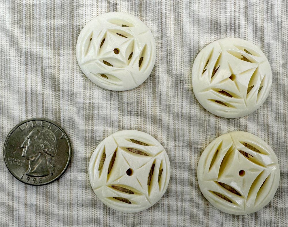 Circle Beads, Bone Look, pk of 4