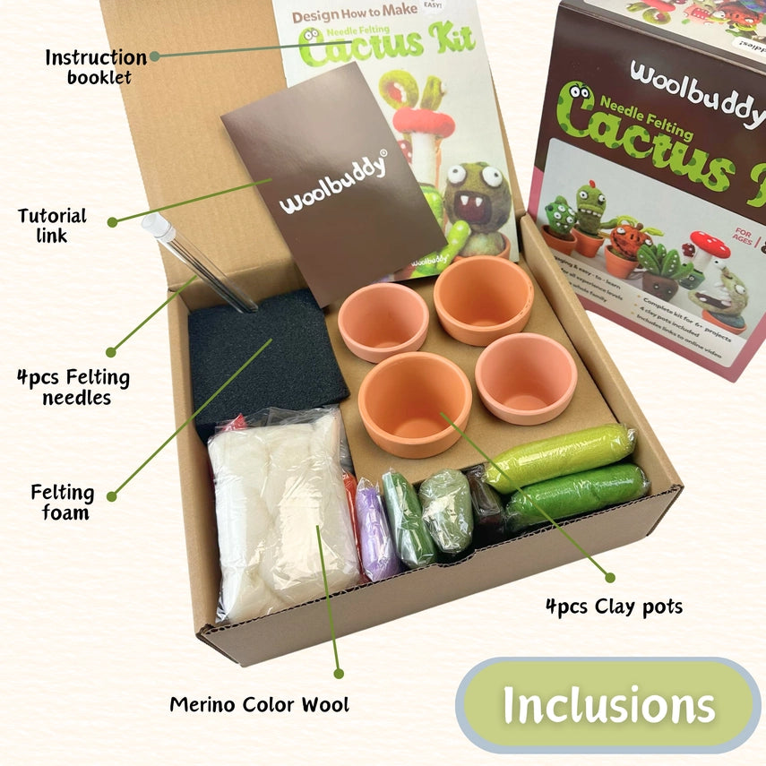 Needle Felting Cactus Kit by Woolbuddy