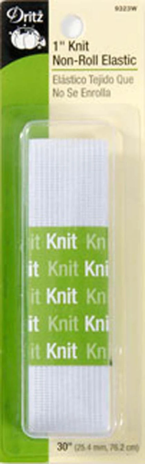 White Knit Non-Roll Elastic, 1in x 30in