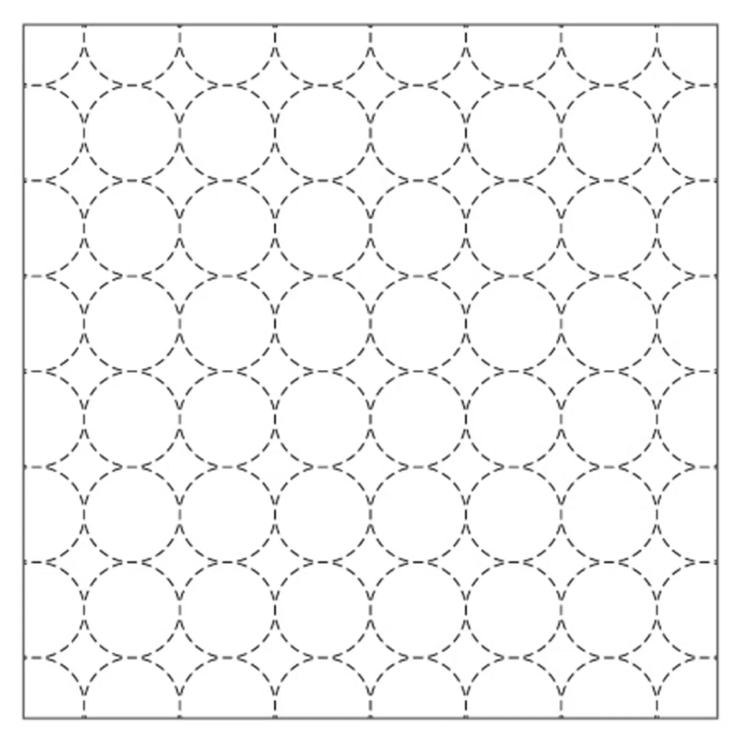 Sashiko Preprinted Fabric, Circle Design, Off-White