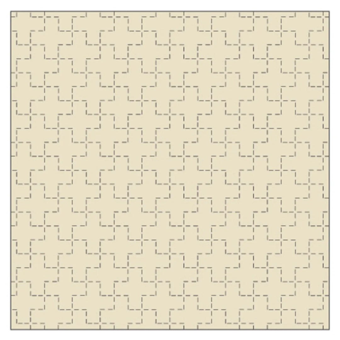 Sashiko Preprinted Fabric, Cross Design, Ivory
