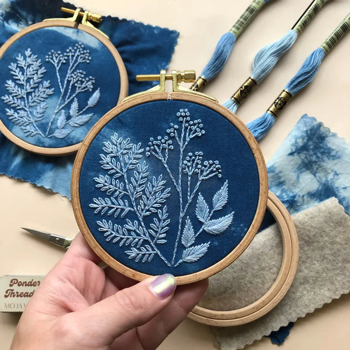 Cyanotype Botanicals - Botanical Embroidery Kit For Beginners Cyanotype Botanicals - Botanical Embroidery Kit For Beginners