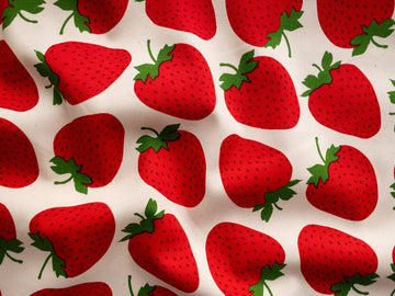 Sevenberry Japanese Cotton Fabric - Strawberries in Grid Sevenberry Japanese Cotton Fabric - Strawberries in Grid