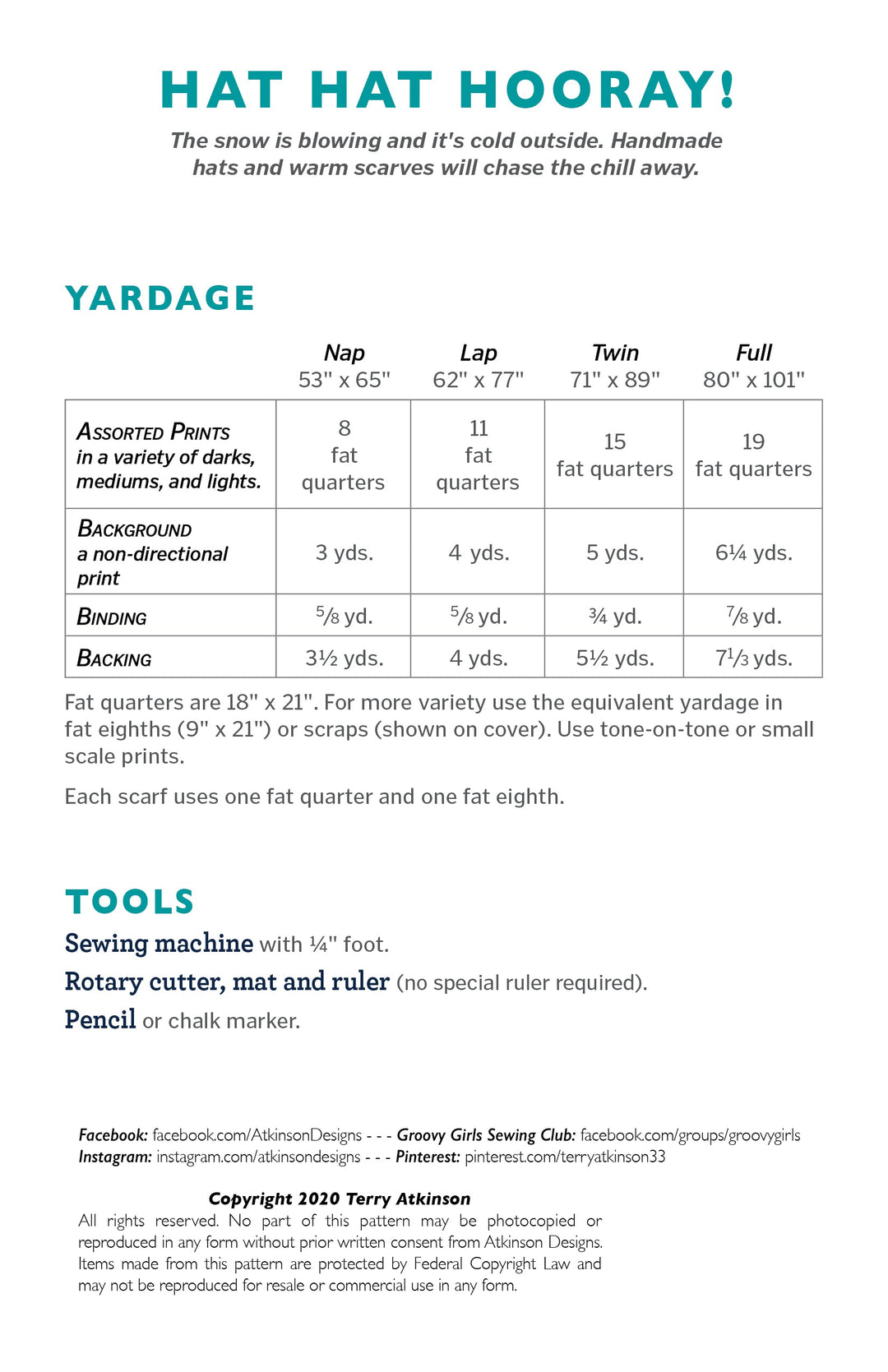 Hat Hat Hooray Pattern by Atkinson Designs