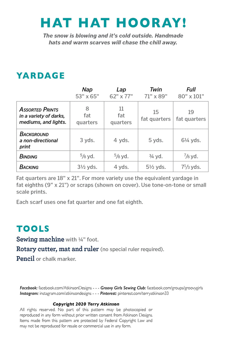 Hat Hat Hooray Pattern by Atkinson Designs