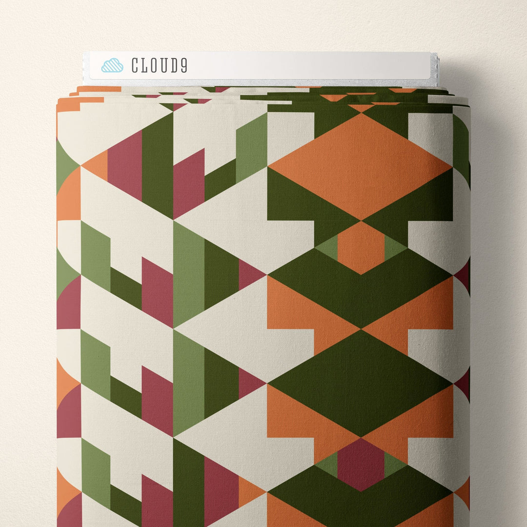 American Bold by Frank Lloyd Wright - Hollyhock, Orange/Green