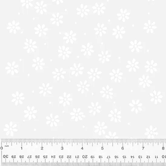 BeColourful Blush Batiks - Ditzy Daisy, Sparkling White on White