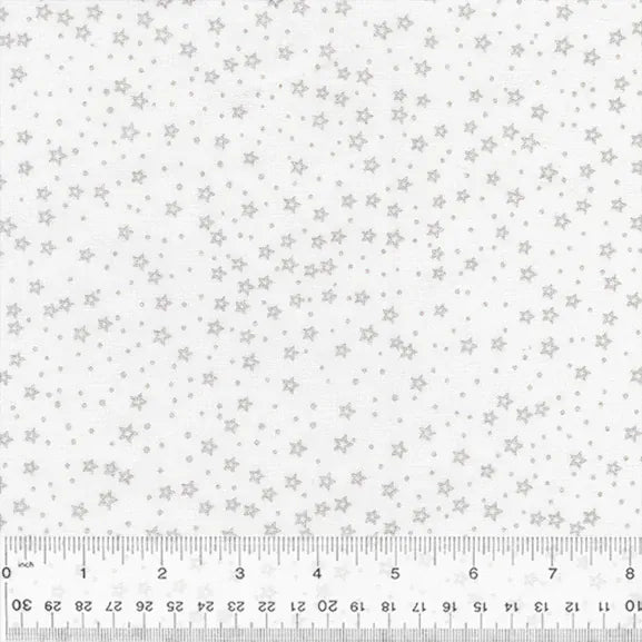BeColourful Blush Batiks - Silver Stars White