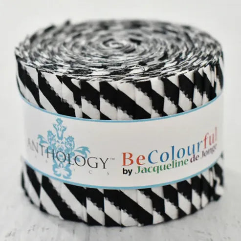 BeColourful Batik 2.5" Fabric Roll - Night and Day (Bias), 26pcs