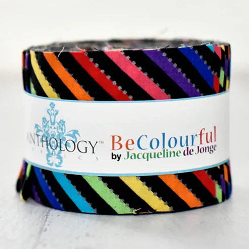 BeColourful Batik 2.5" Fabric Roll - Licorice (Bias), 26pcs