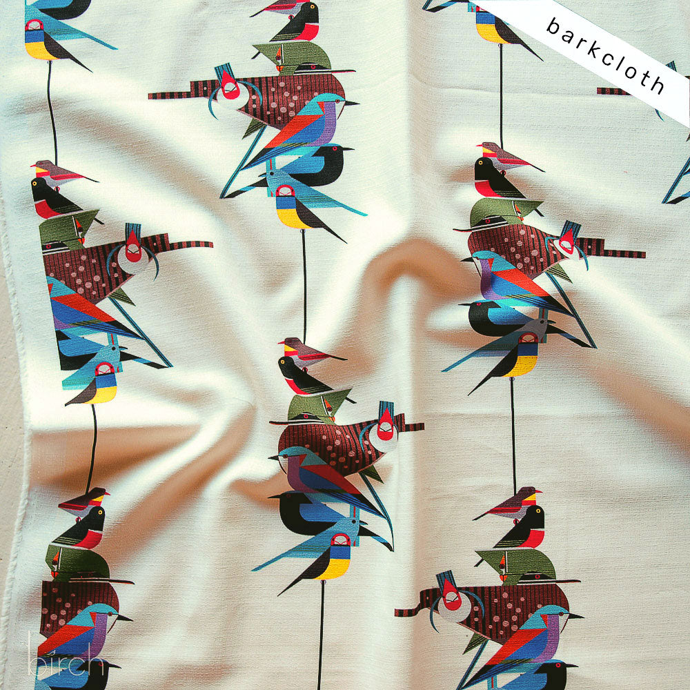 Charley Harper Discovery Place Large Birds Barkcloth