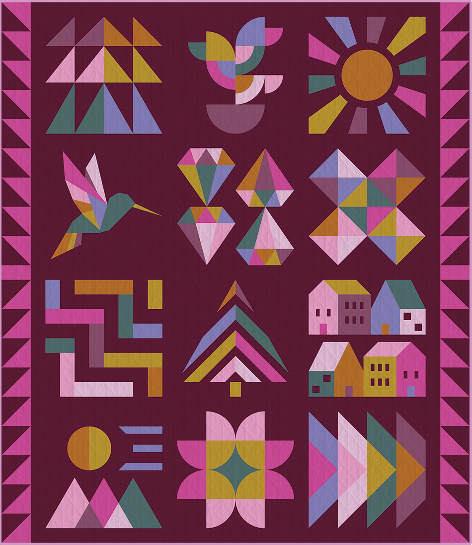 Hand + Soul 2027 Block of the Month Quilt Kit - Jewel Grotto Hand + Soul 2027 BOM Quilt Kit - Jewel Grotto | AGF Pure Solids