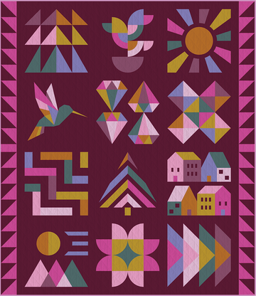 Hand + Soul 2027 Block of the Month Quilt Kit - Jewel Grotto Hand + Soul 2027 BOM Quilt Kit - Jewel Grotto | AGF Pure Solids