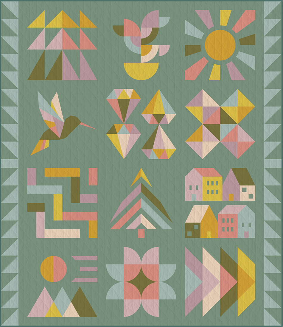 Hand + Soul 2027 Block of the Month Quilt Kit - Mossy Grove Hand + Soul 2027 BOM Quilt Kit - Mossy Grove | AGF Pure Solids