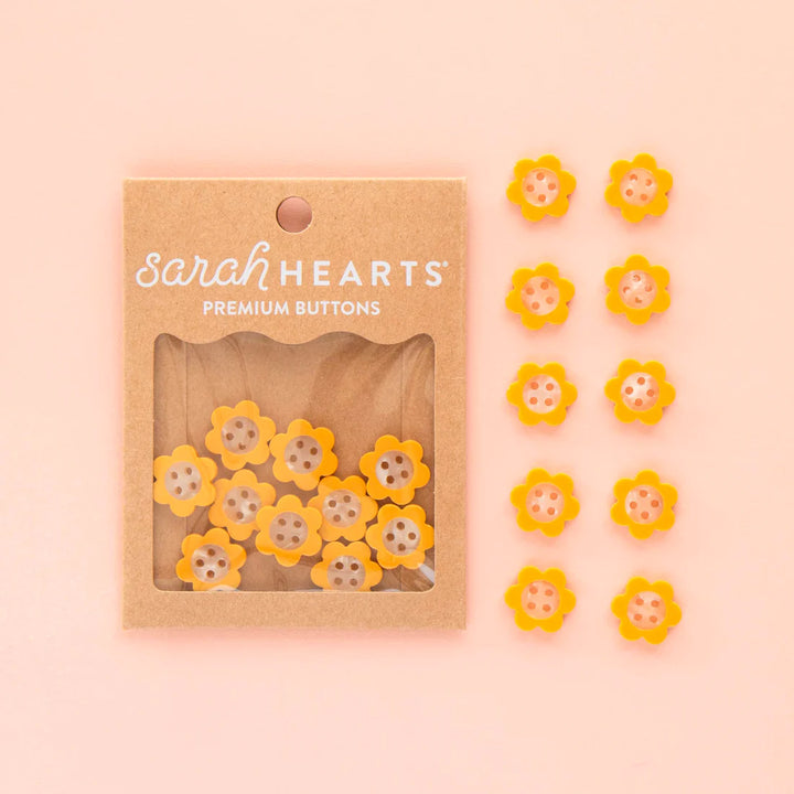 Yellow Daisy Small 5/8" Buttons by Sarah Hearts, 10pcs