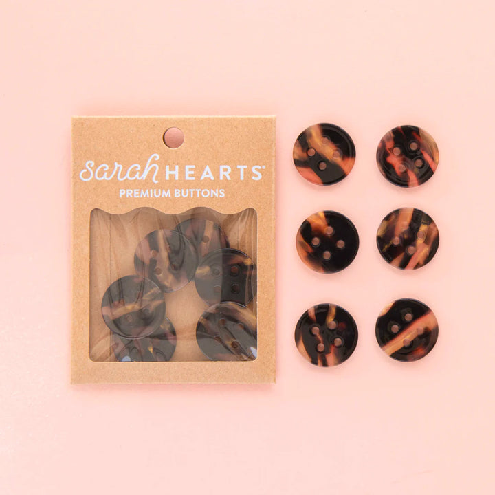 Tortoise Shell Large 1" Buttons by Sarah Hearts, 6pcs