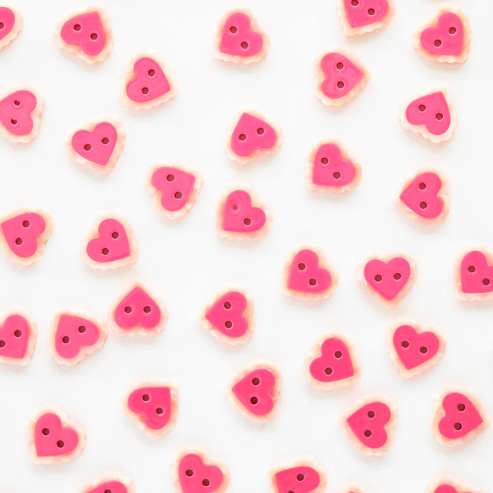 Pink Sweet Heart Small 5/8" Buttons by Sarah Hearts, 10pcs