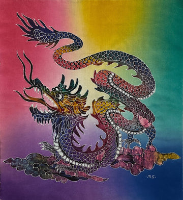 Batik Panel - Dragon in the Clouds (LEFT), Medium, 20x18in Batik Panel - Dragon in the Clouds (LEFT), Medium, 20x18in