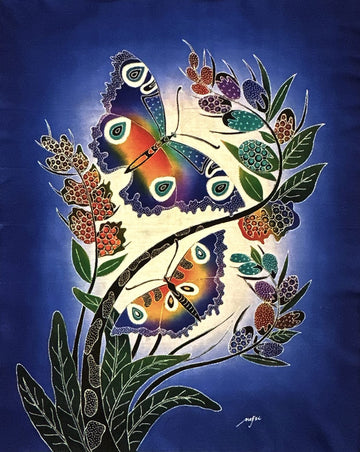 Batik Panel - Butterflies and Berries, Large, 35 x 29in Batik Panel - Butterflies and Berries, Large, 35 x 29in
