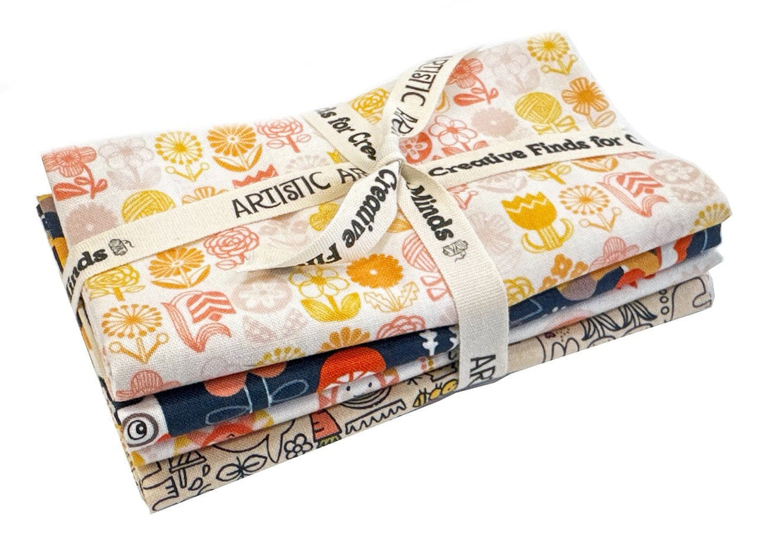 Artistic Fabric Bundle with Floral Patterns