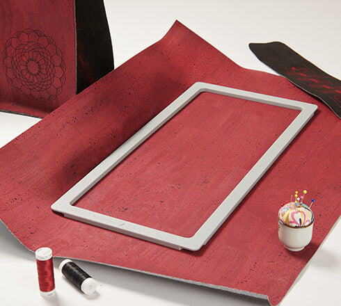 Bernina M Magnetic Hoop with fabric and angle accessory