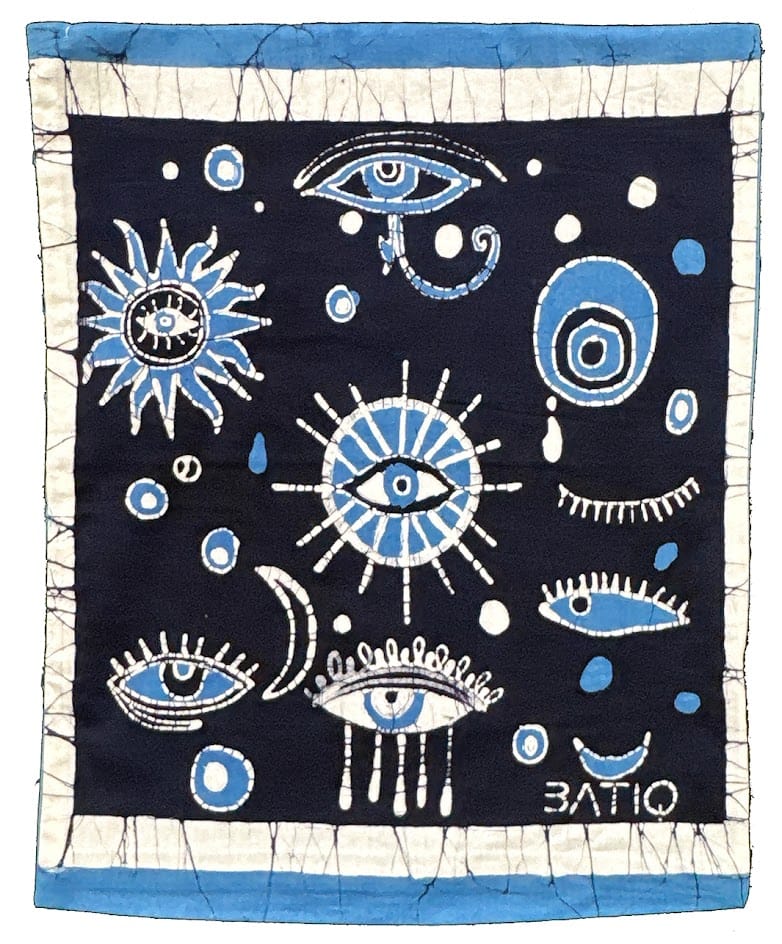 MEASUREMENT NEEDED Batik Pillow Cover from Sri Lanka - Eyes on Blue MEASUREMENT NEEDED Batik Pillow Cover from Sri Lanka - Eyes on Blue