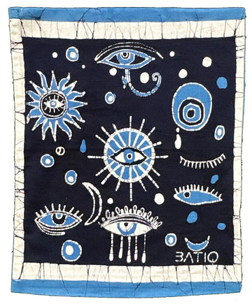 MEASUREMENT NEEDED Batik Pillow Cover from Sri Lanka - Eyes on Blue MEASUREMENT NEEDED Batik Pillow Cover from Sri Lanka - Eyes on Blue