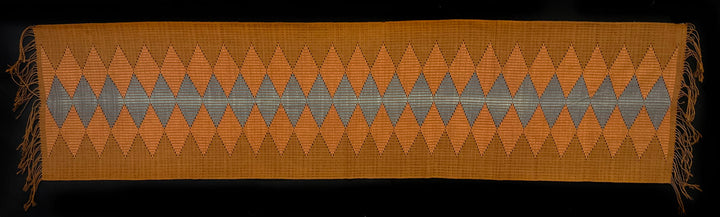 Tenun Gringsing Double Ikat Wall Hanging, Saffron & Blue Diamond – Tenganan Bali