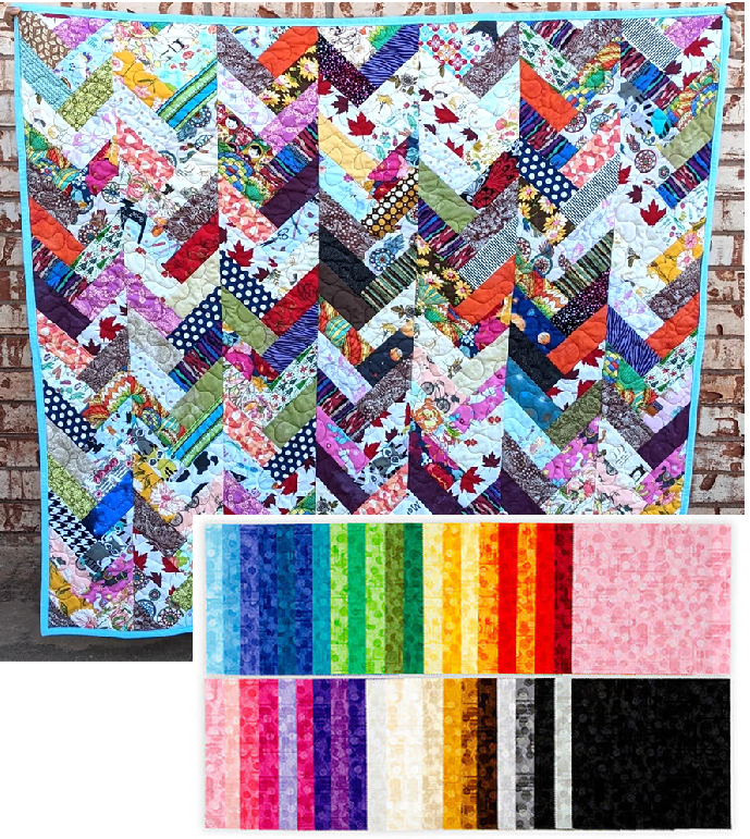 Elegant Braids Quilt Kit with Jot Dot Strips