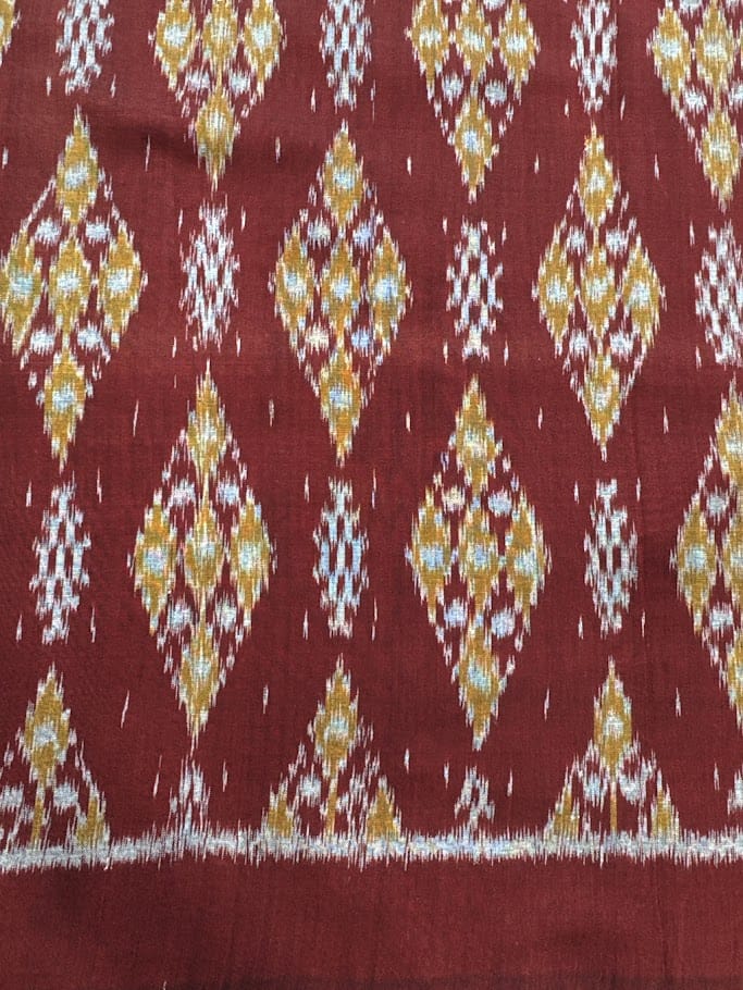 Traditional Handwoven Ikat Fabric from Indonesia, Diamond Motif Sold per 1/2 Yard Traditional Handwoven Ikat Fabric from Indonesia, Diamond Motif Sold per 1/2 Yard