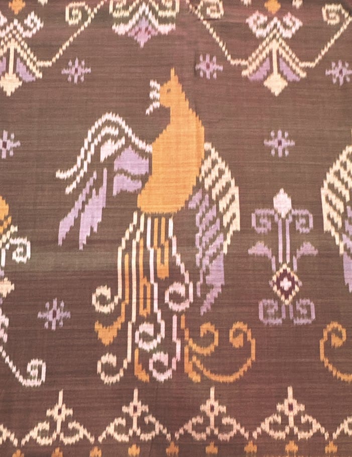 Traditional Handwoven Ikat Fabric from Indonesia, Peacock Motif Sold per 1/2 Yard Traditional Handwoven Ikat Fabric from Indonesia, Peacock Motif Sold per 1/2 Yard
