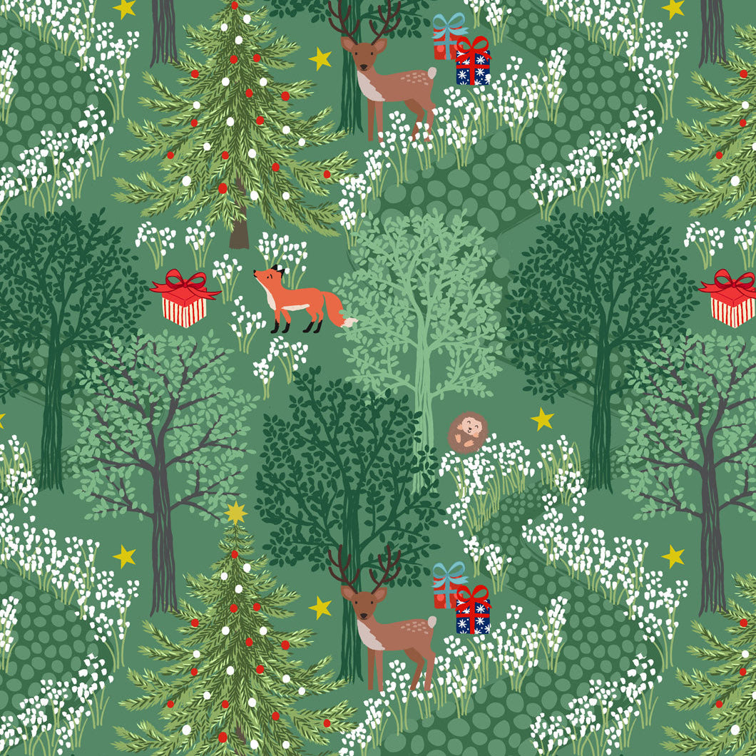 Christmas in Bluebell Wood- Green by Lewis & Irene