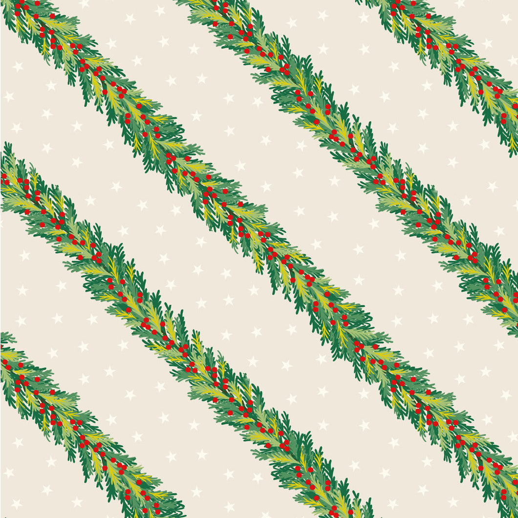 Christmas in Bluebell Wood- Spruce Garland Cream by Lewis & Irene