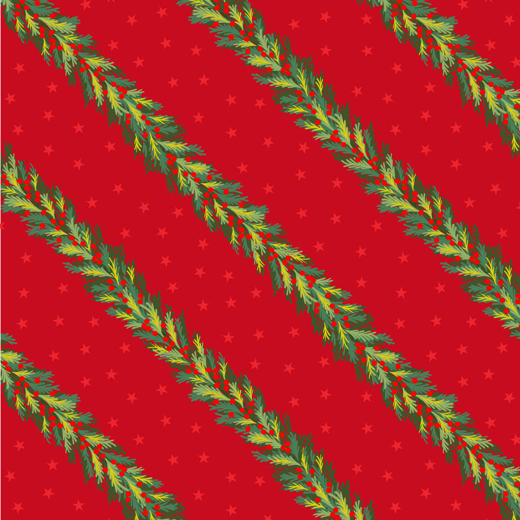 Christmas in Bluebell Wood- Spruce Garland Red by Lewis & Irene