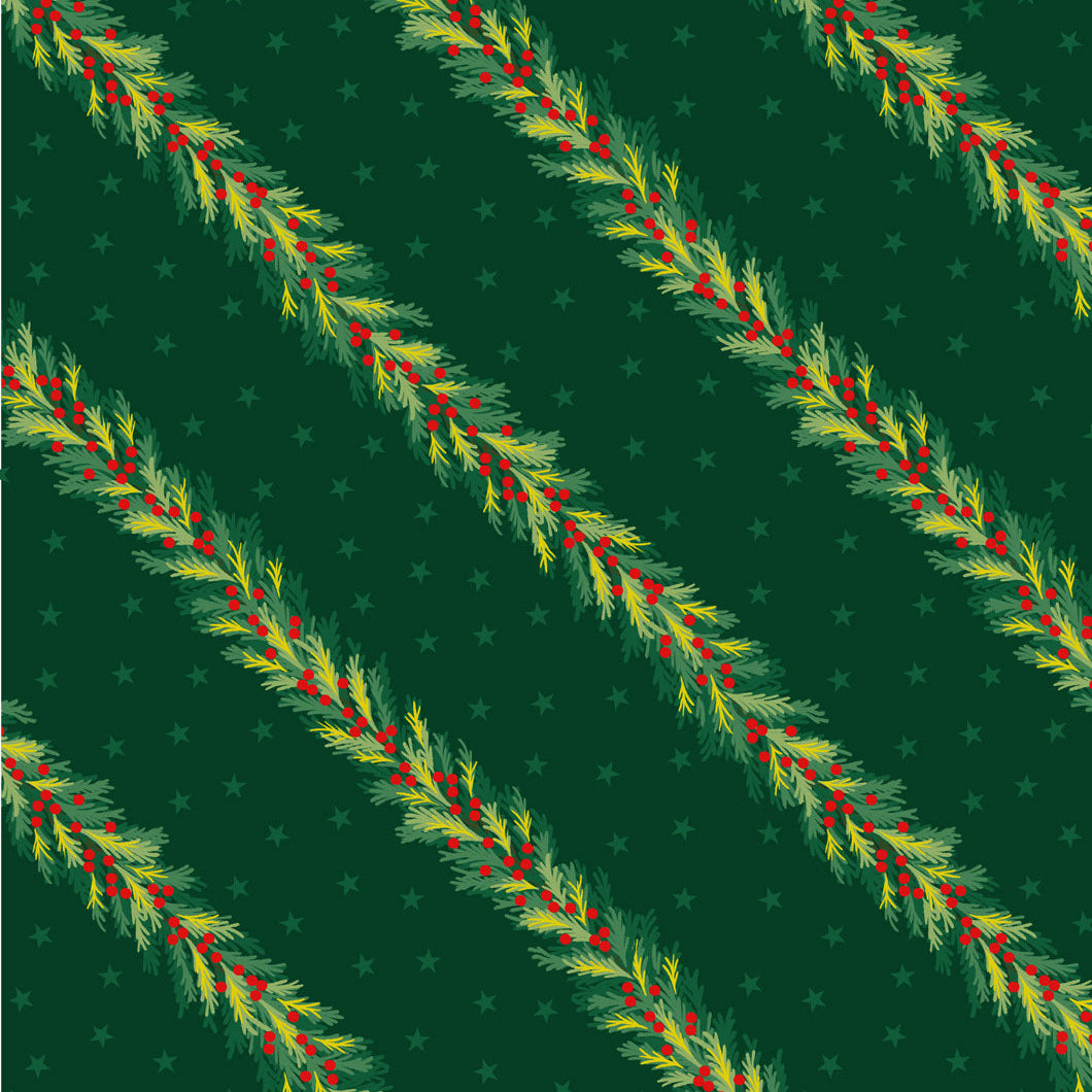 Christmas in Bluebell Wood- Spruce Garland Green by Lewis & Irene