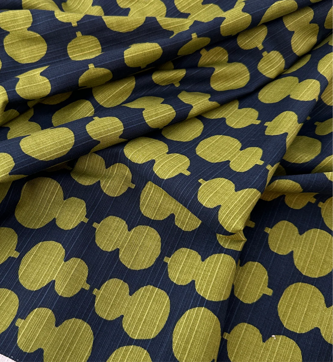Sevenberry Japanese Shantung Fabric - Abstract Gourd, Inkwell
