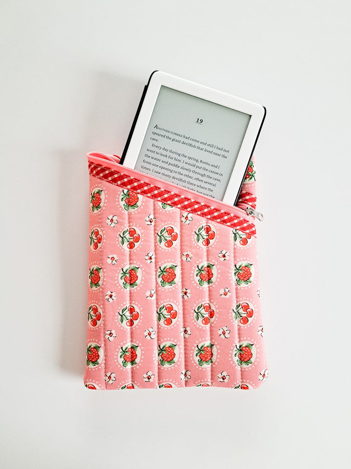 Kindle in a pink floral case