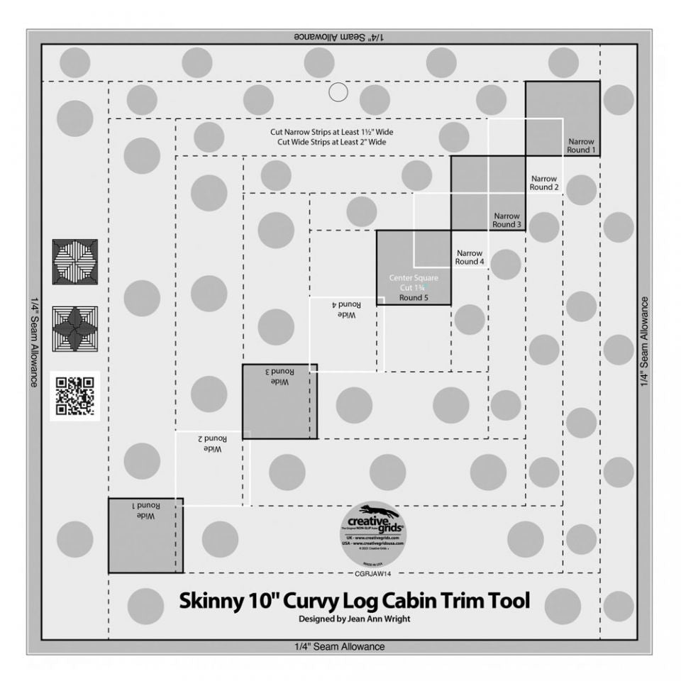 Skinny 10 in.Curvy Log Cabin Trim Tool Creative Grids Quilt Ruler