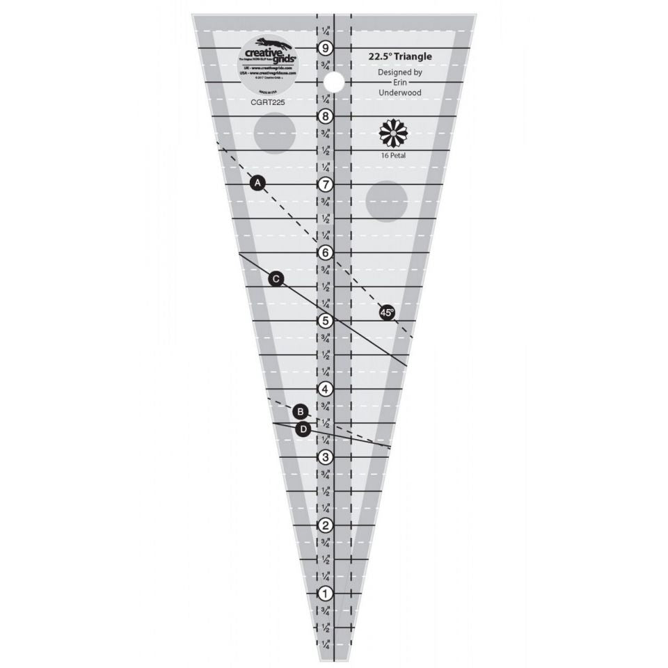 22.5 Degree Triangle Ruler Creative Grids Quilt Ruler