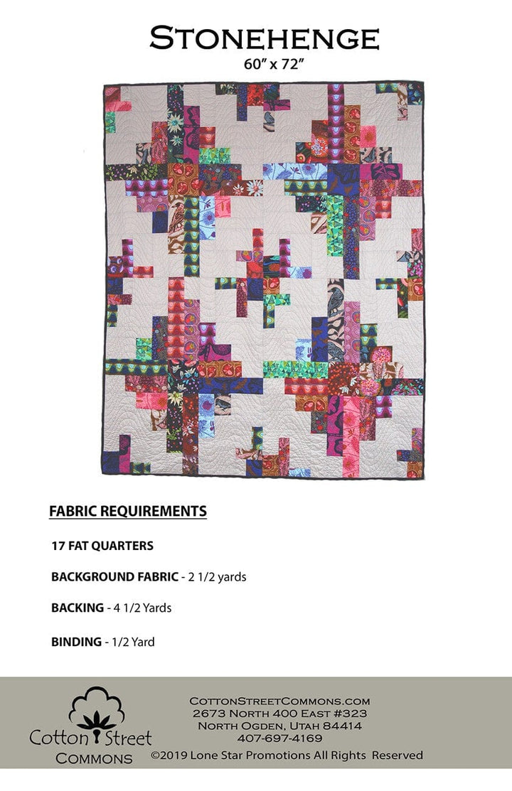 CSC215_1 Stonehenge quilt pattern with fabric requirements