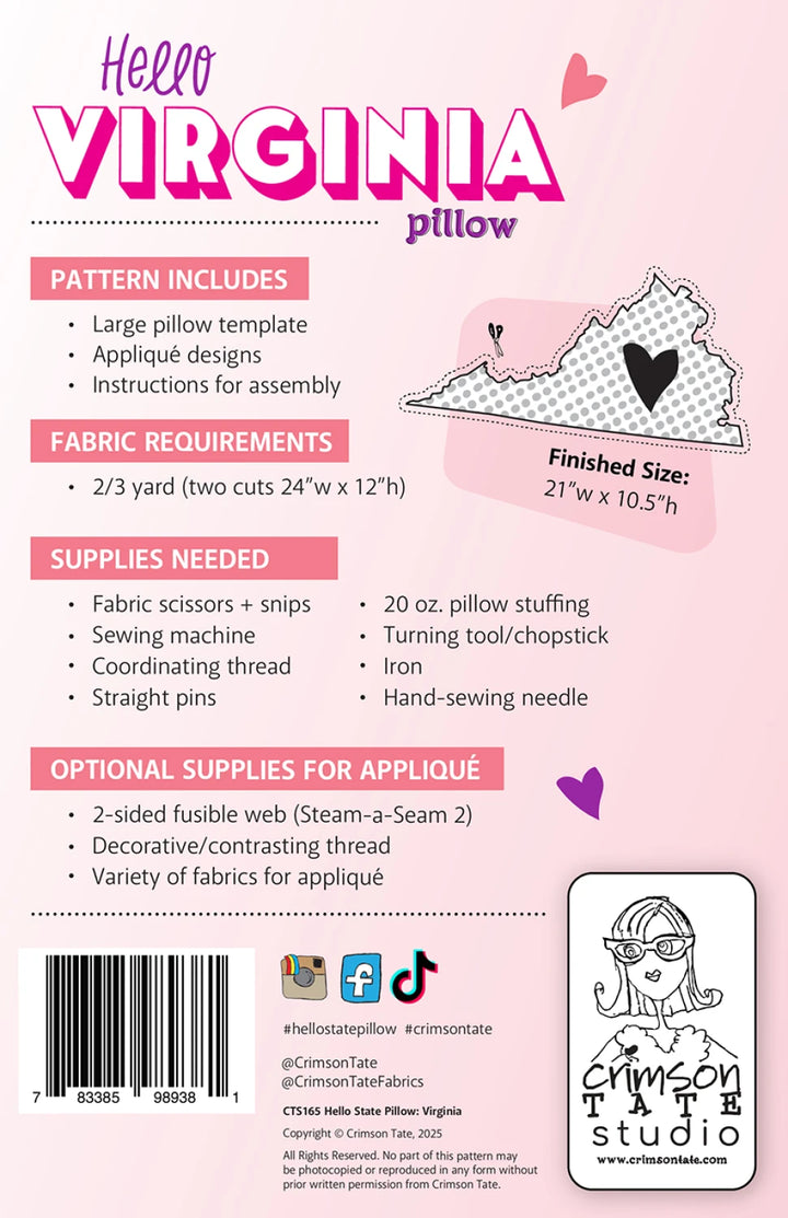 Hello Virginia Pillow Pattern